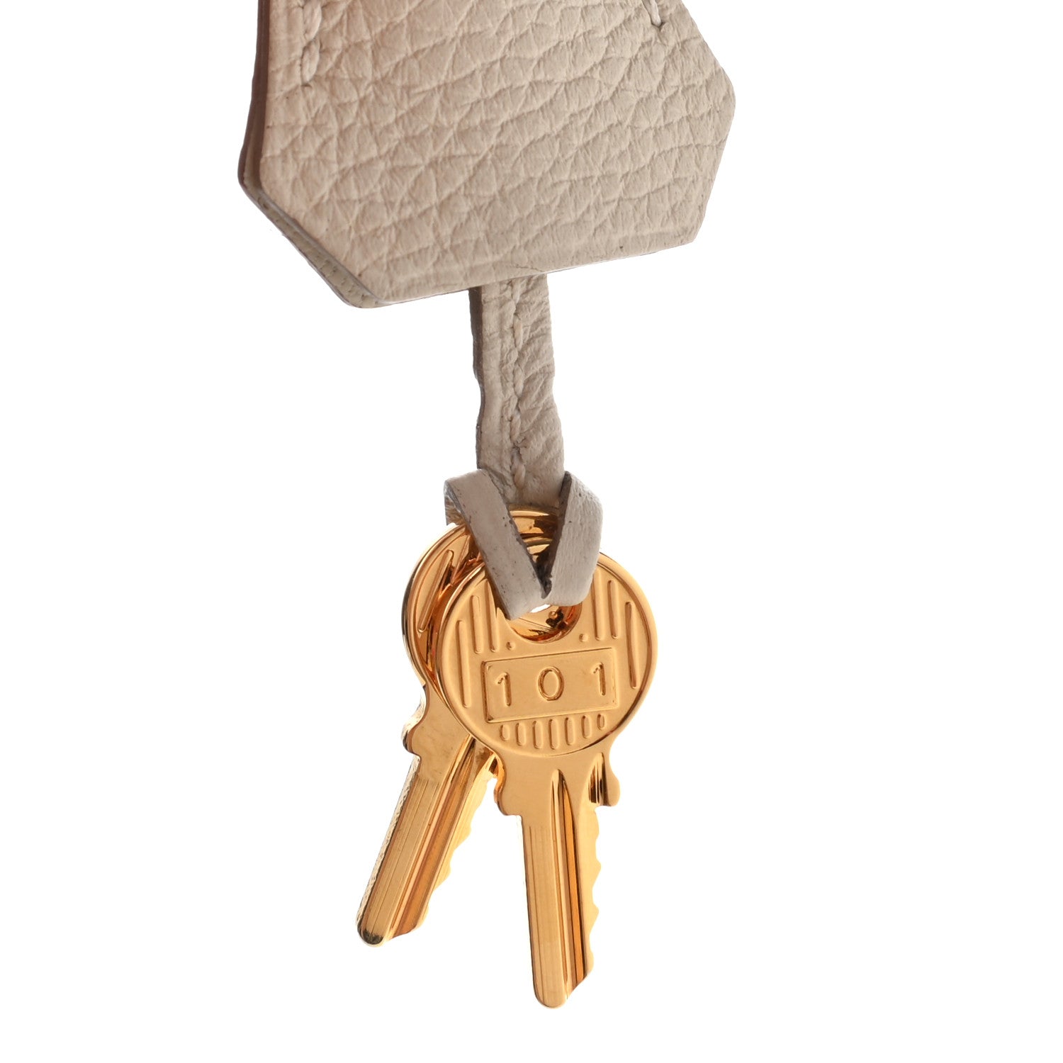 Hermes Togo Lock and Key Clochette Set Craie 3 of 8