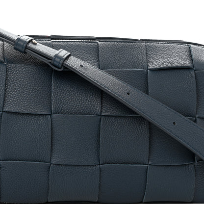 Bottega Veneta Grained Calfskin Maxi Intrecciato Brick Cassette Bag Deep Blue 8 of 11