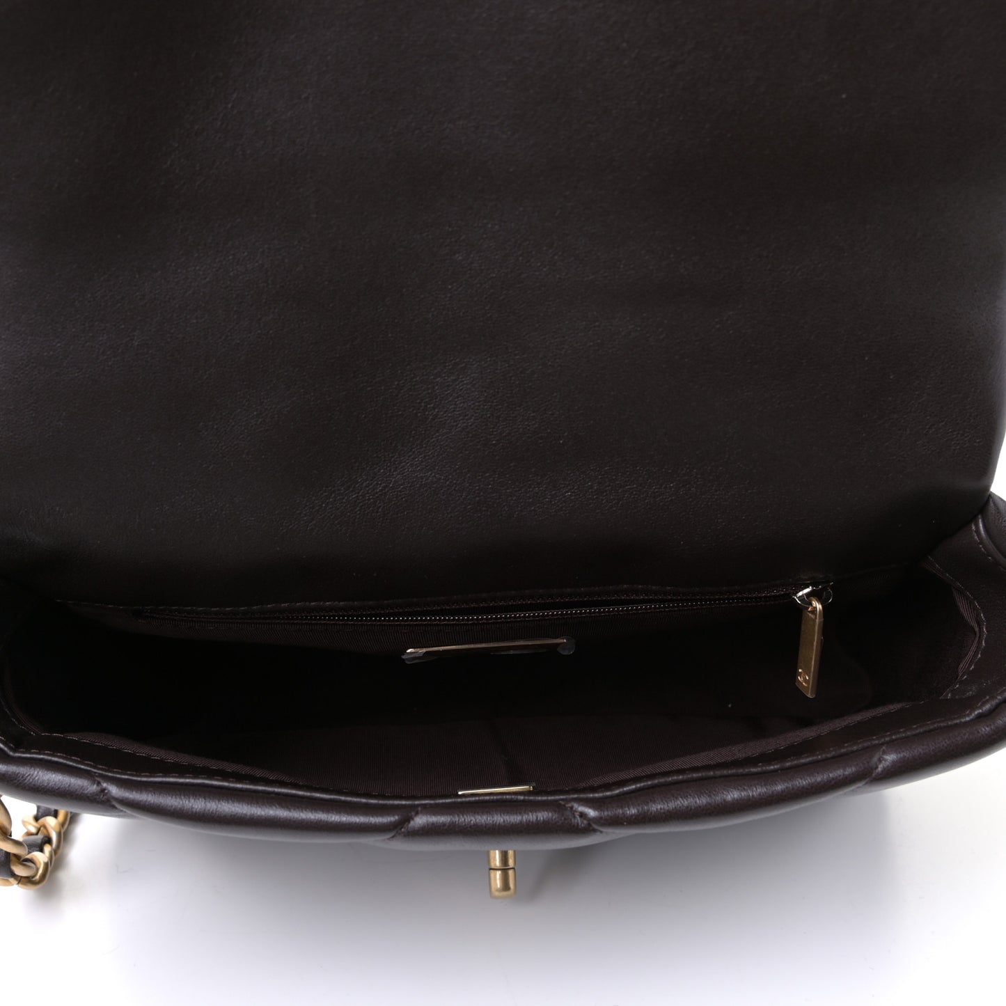 Lambskin Quilted Medium Chanel 19 Flap Dark Brown