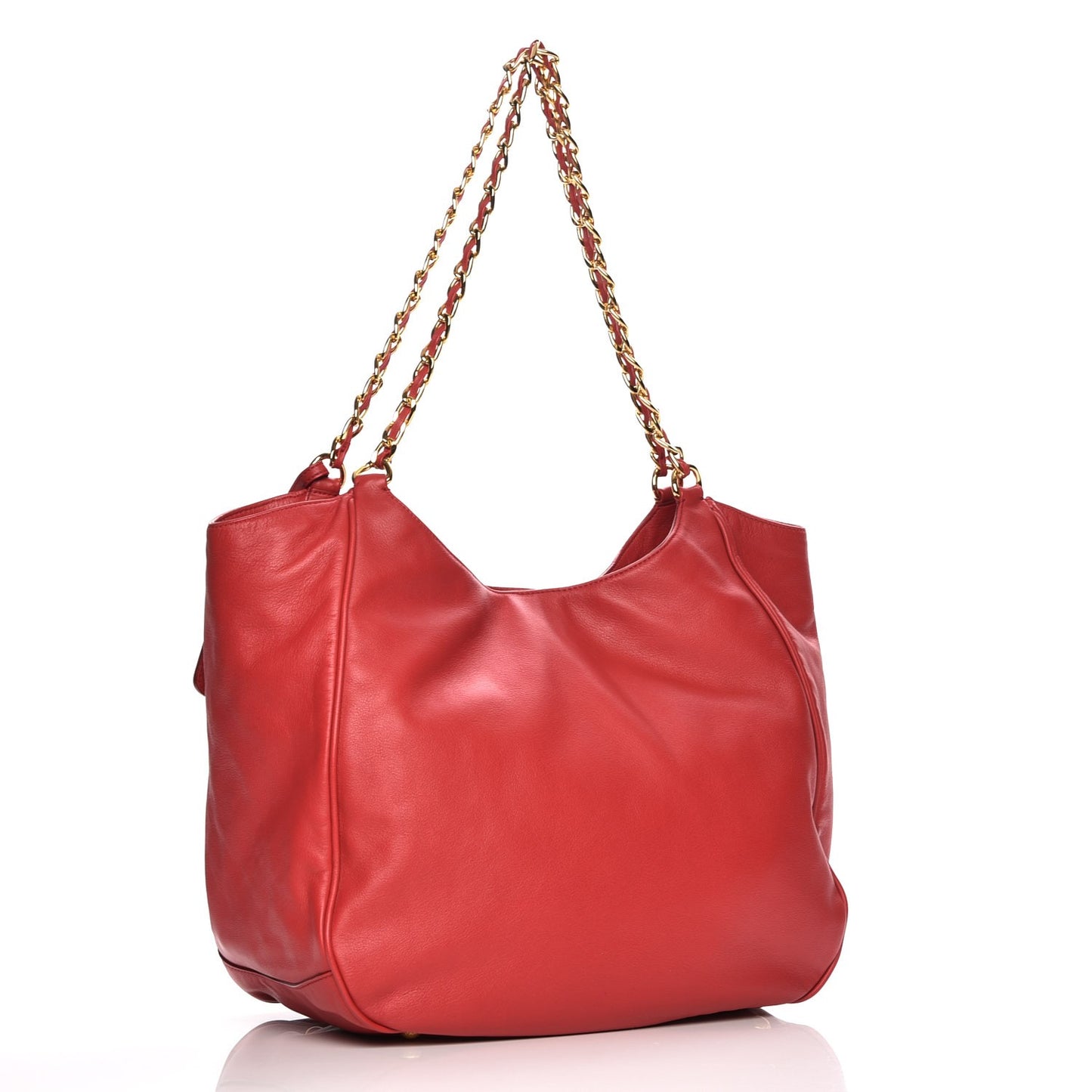 Soft Calf Chain Tote Rosso