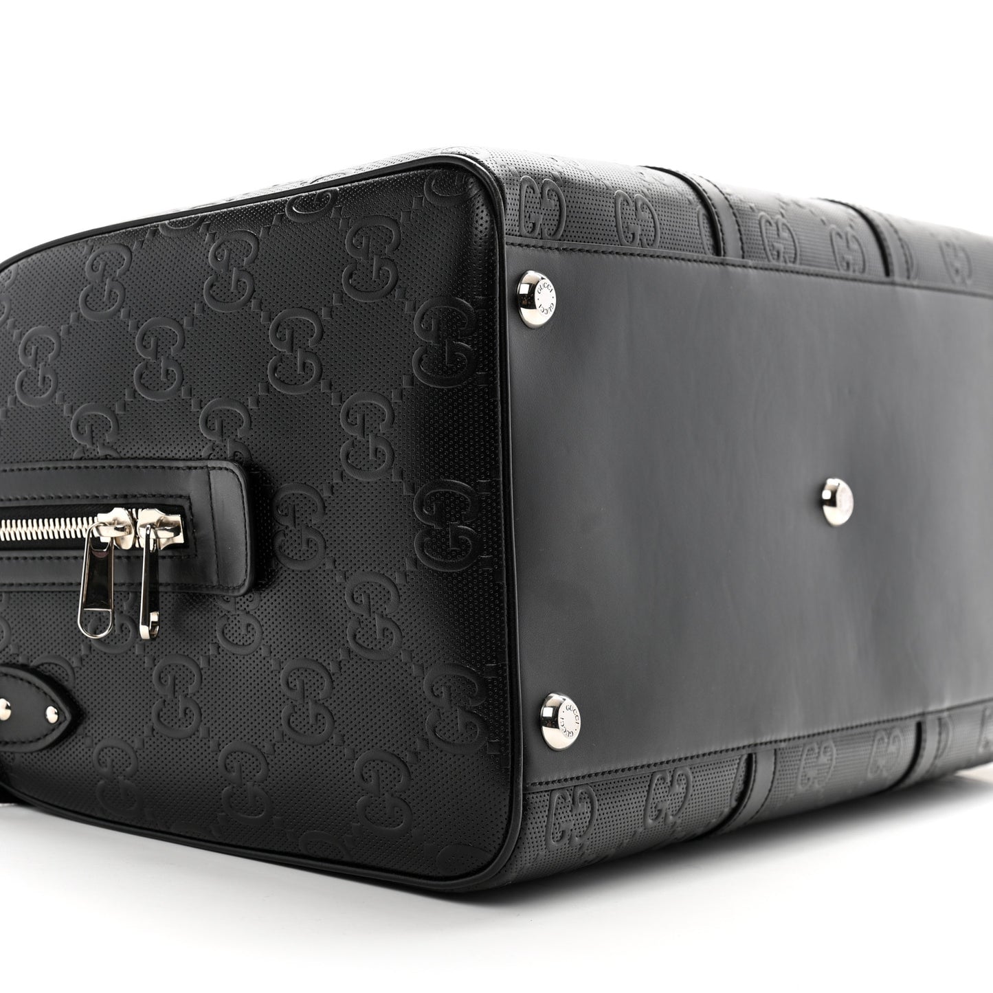 Calfskin GG Tennis Embossed Duffle Bag Black