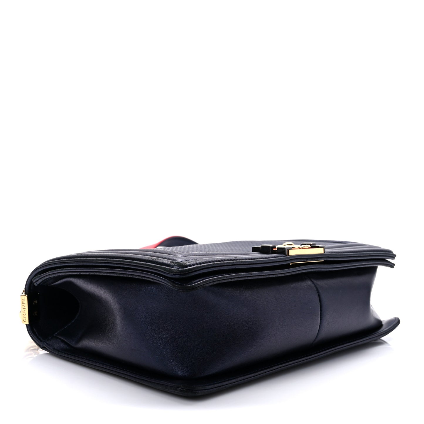 Lambskin Embossed New Medium Boy Cube Flap Navy