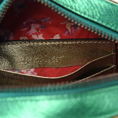 Gucci Laminated Nappa Trapuntata Mini Zumi Dome Shoulder Bag Rosso Jasmine Green Rame 8 of 9