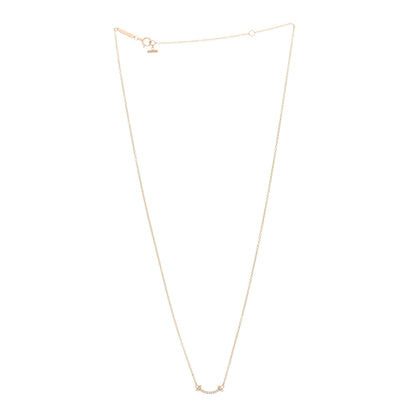 Tiffany 18K Rose Gold Diamond Mini T Smile Pendant Necklace 2 of 5