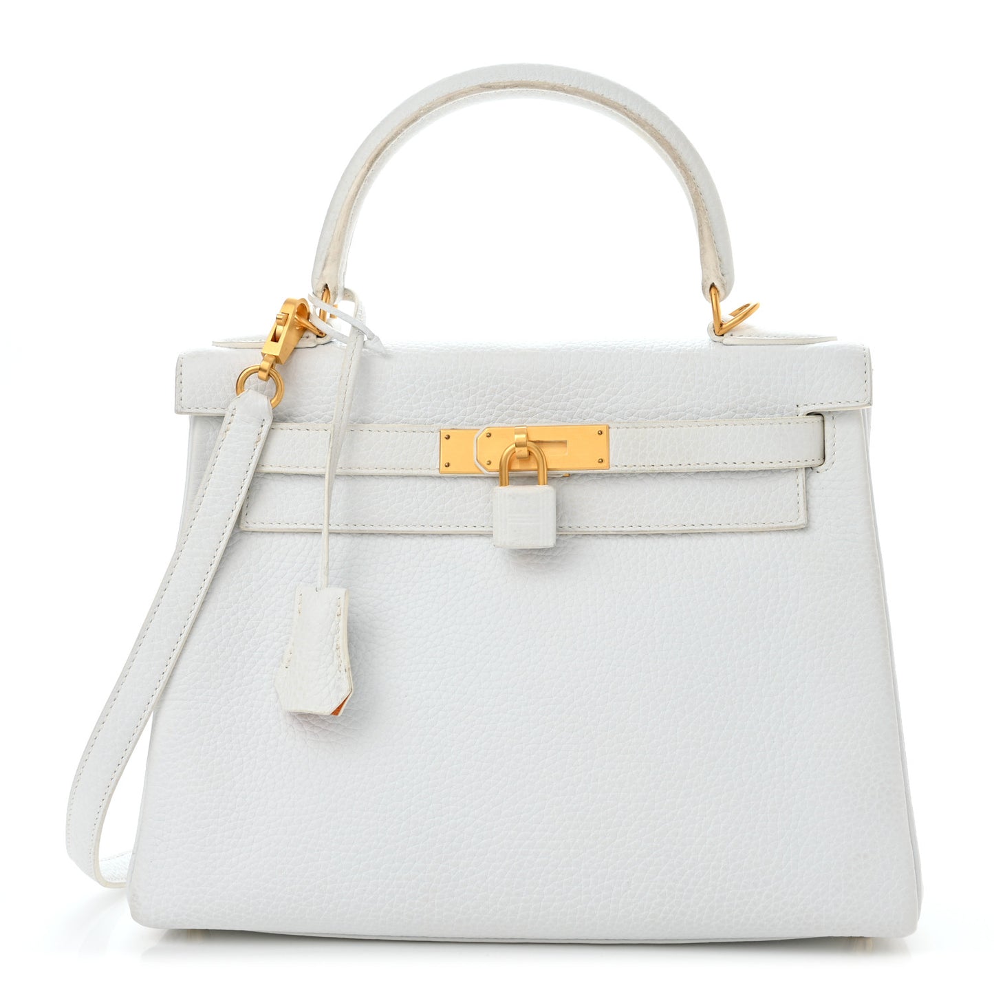 Taurillon Clemence Horseshoe Kelly Retourne 28 White Jaune D'Or