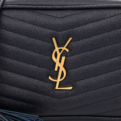 Saint Laurent Grain De Poudre Matelasse Monogram Mini Lou Camera Bag Deep Marine 8 of 11