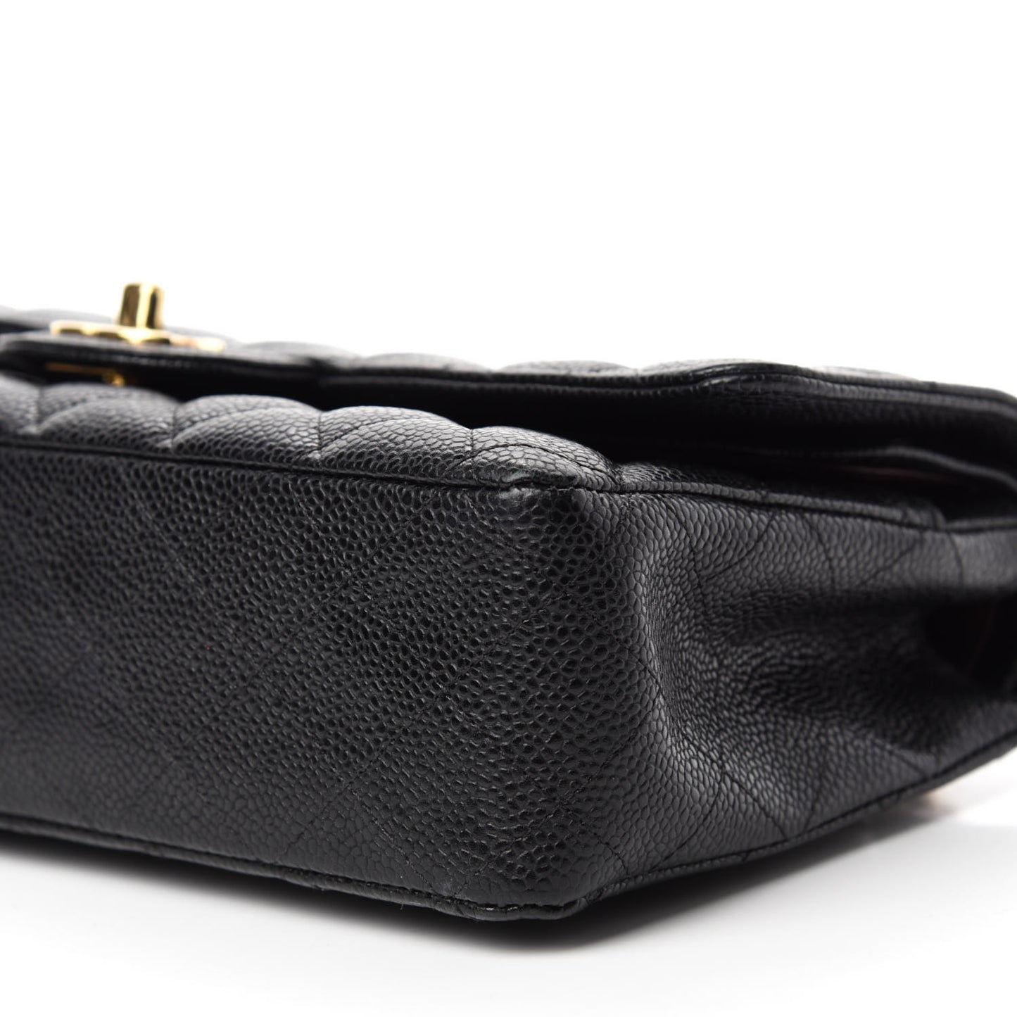 Caviar Quilted Medium Double Flap Black
