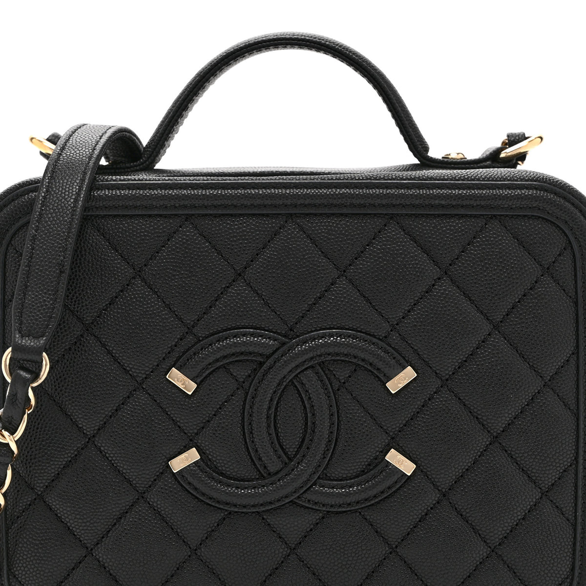 Chanel Caviar Quilted Medium CC Filigree Vanity Case Black 8 of 10