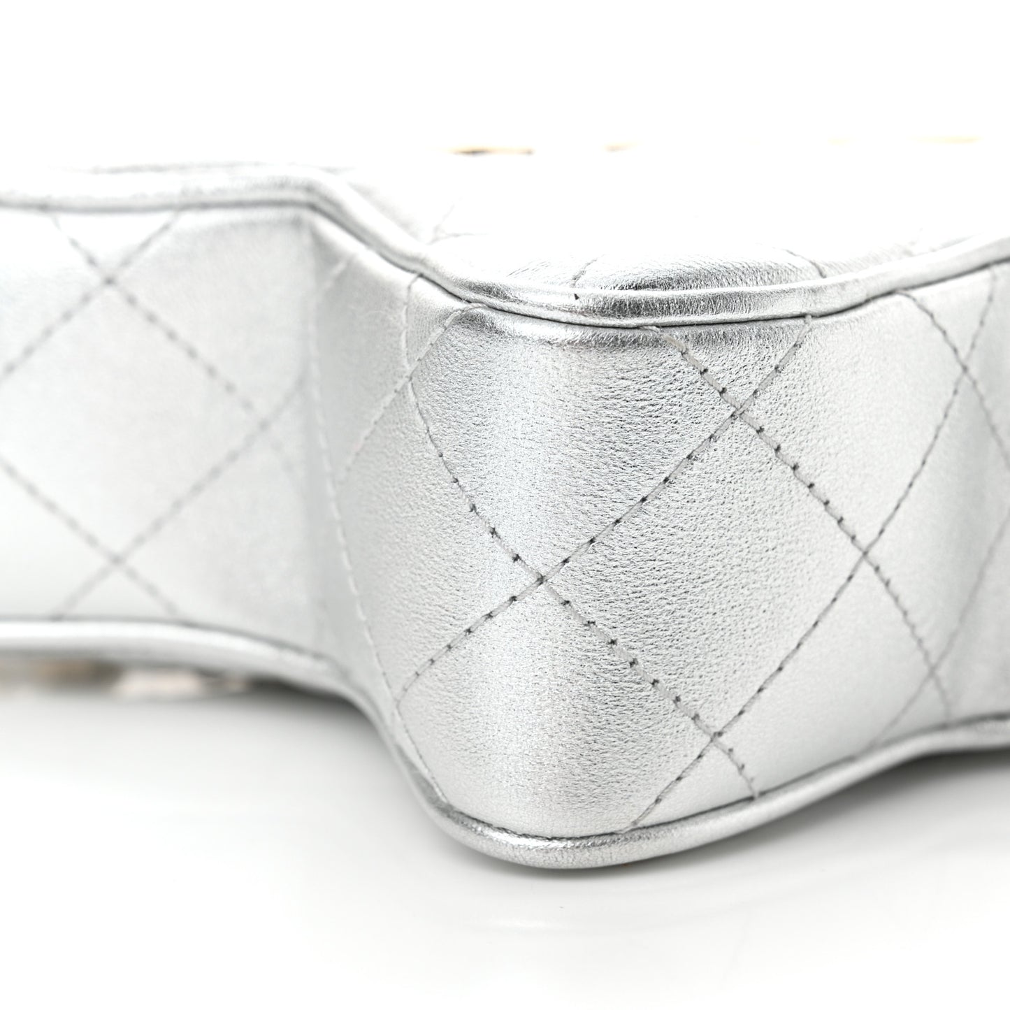 Metallic Lambskin Walk Of Fame Bag Silver