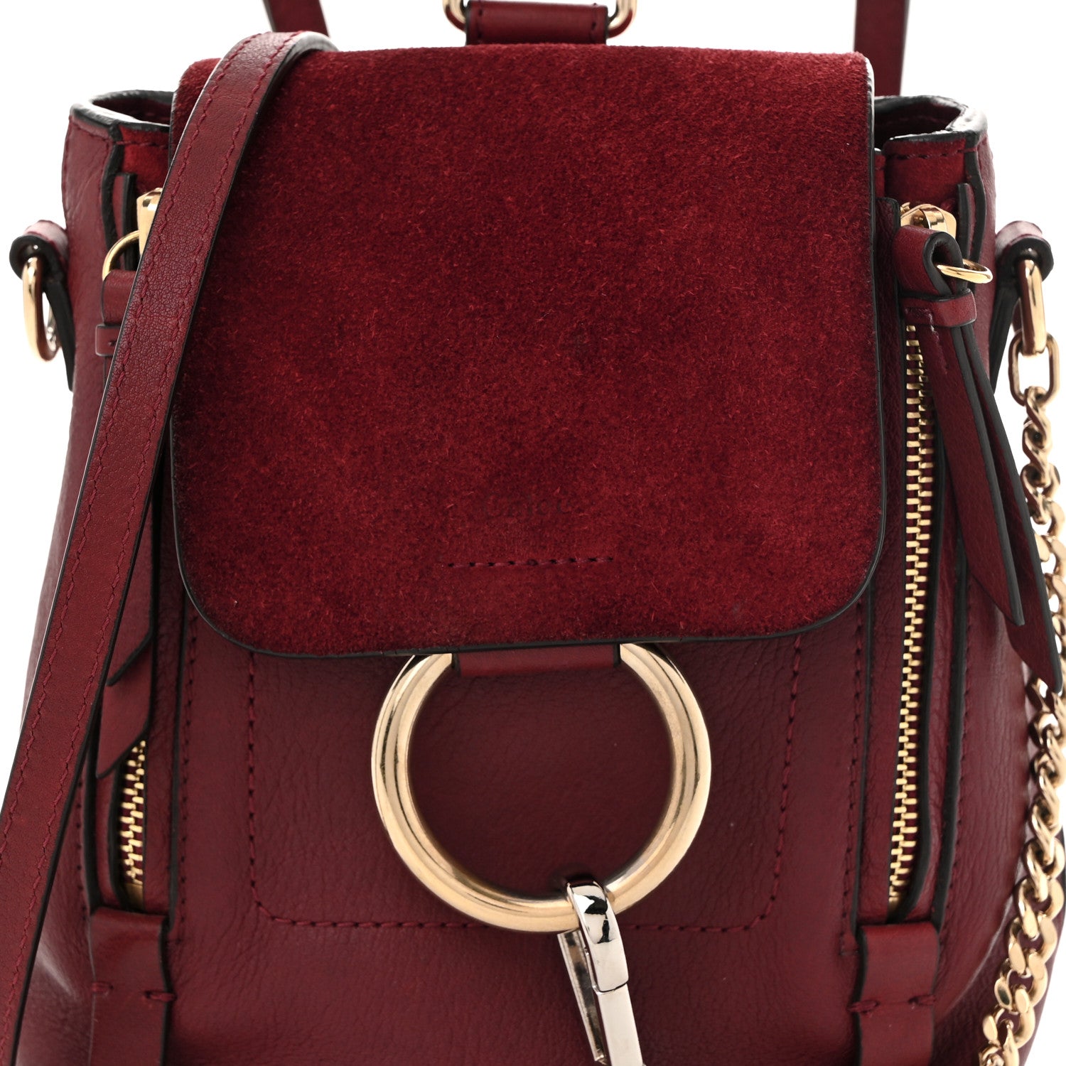 Chloe Suede Calfskin Mini Faye Backpack Earthy Red 8 of 11