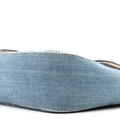 Gucci Denim Matelasse Floral Embroidered Mini GG Marmont Shoulder Bag Blue 10 of 15
