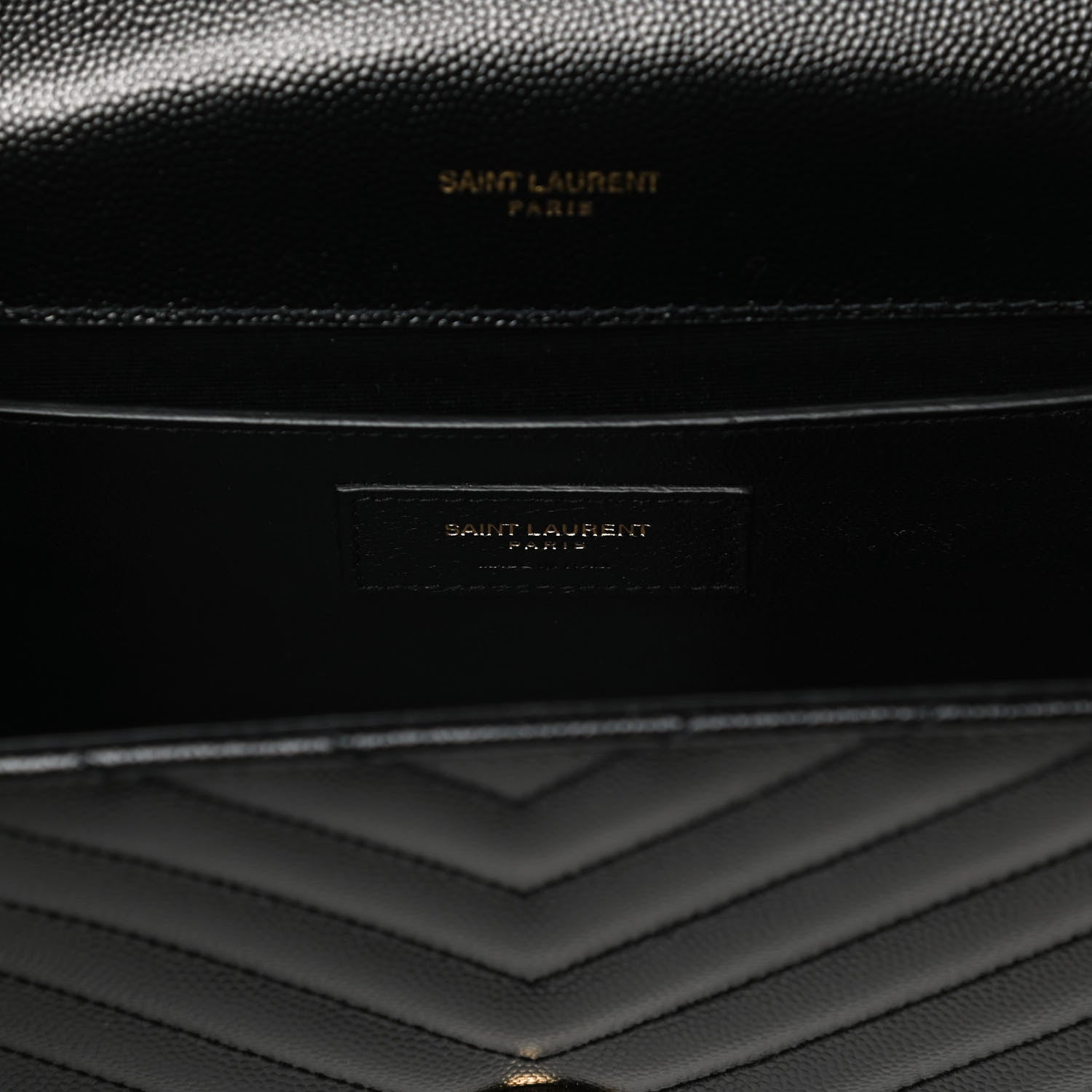 Saint Laurent Grain De Poudre Matelasse Chevron Medium Monogram Satchel Black 5 of 11