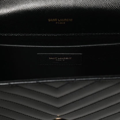 Saint Laurent Grain De Poudre Matelasse Chevron Medium Monogram Satchel Black 5 of 11