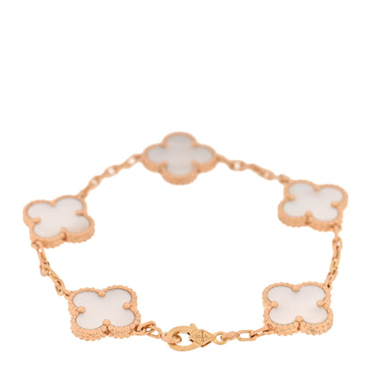 Van Cleef & Arpels 18K Yellow Gold Mother of Pearl 5 Motifs Vintage Alhambra Bracelet 2 of 6