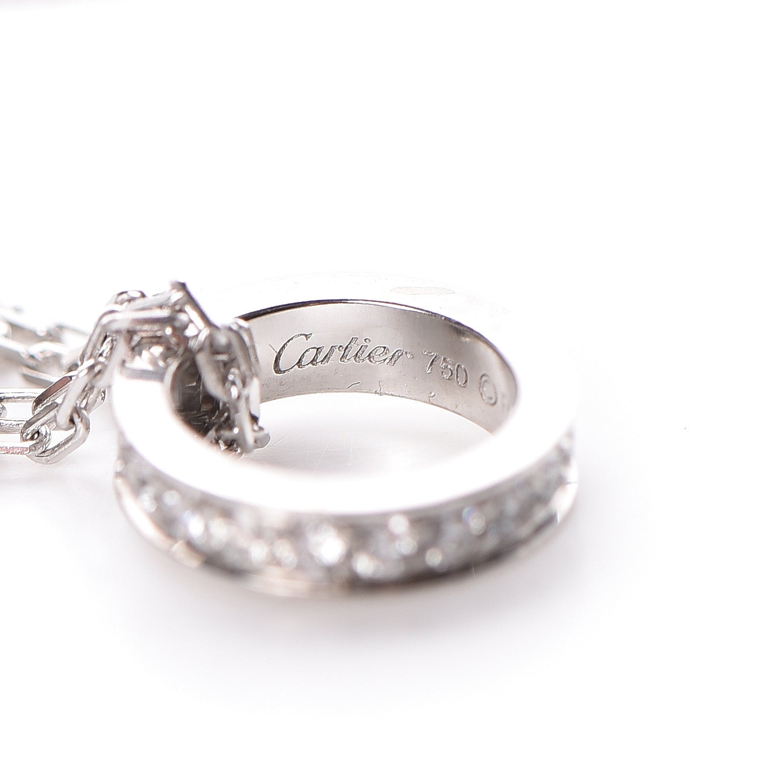 Cartier 18K White Pink Gold Diamond Three Ring LOVE Pendant Necklace 9 of 10