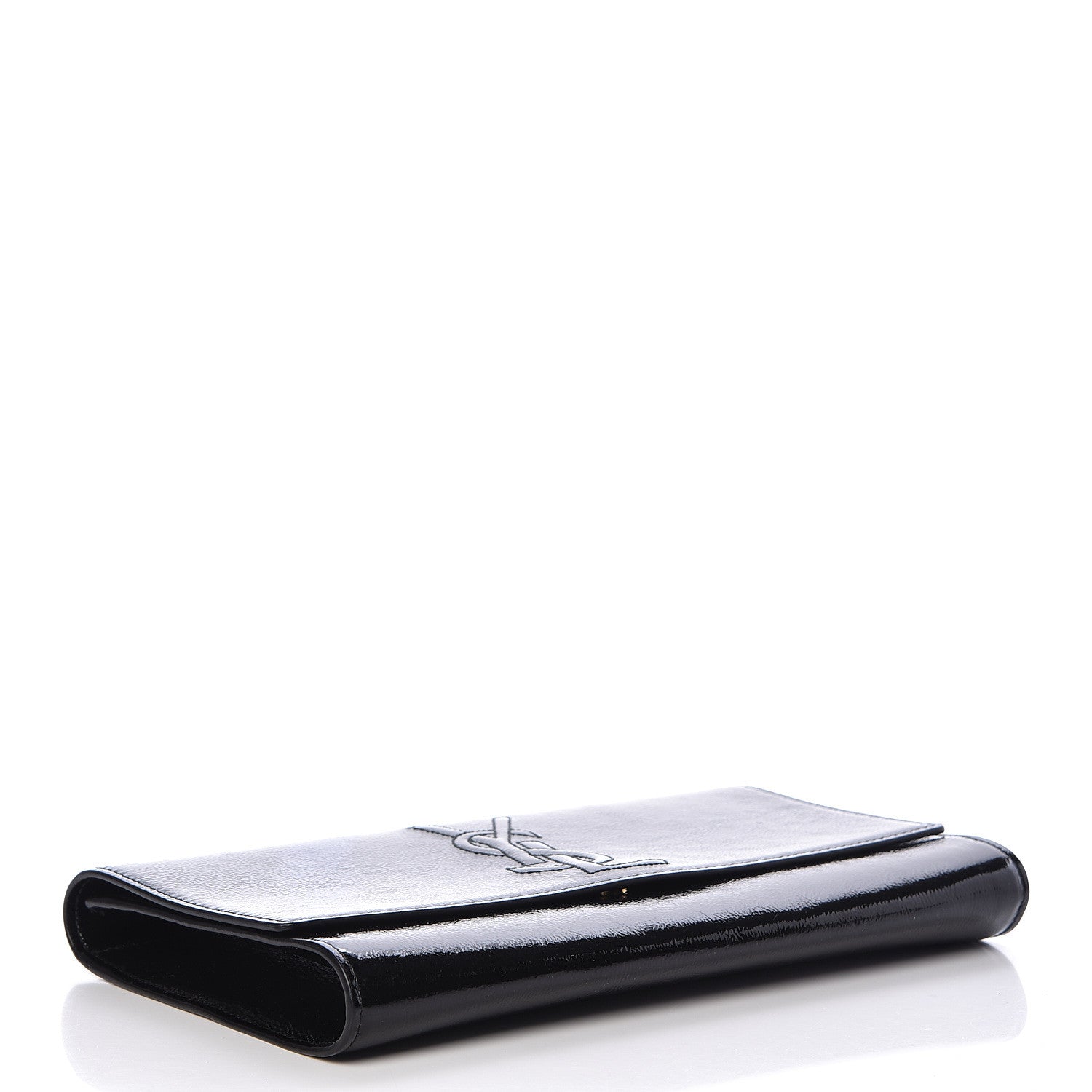 Saint Laurent Textured Patent Monogram Large Belle De Jour Clutch Black 4 of 12