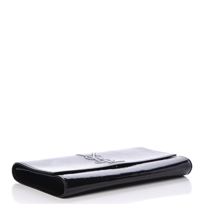 Saint Laurent Textured Patent Monogram Large Belle De Jour Clutch Black 4 of 12