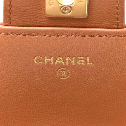 Chanel Lambskin Quilted Preppy Satchel Wallet On Chain WOC Brown 6 of 12