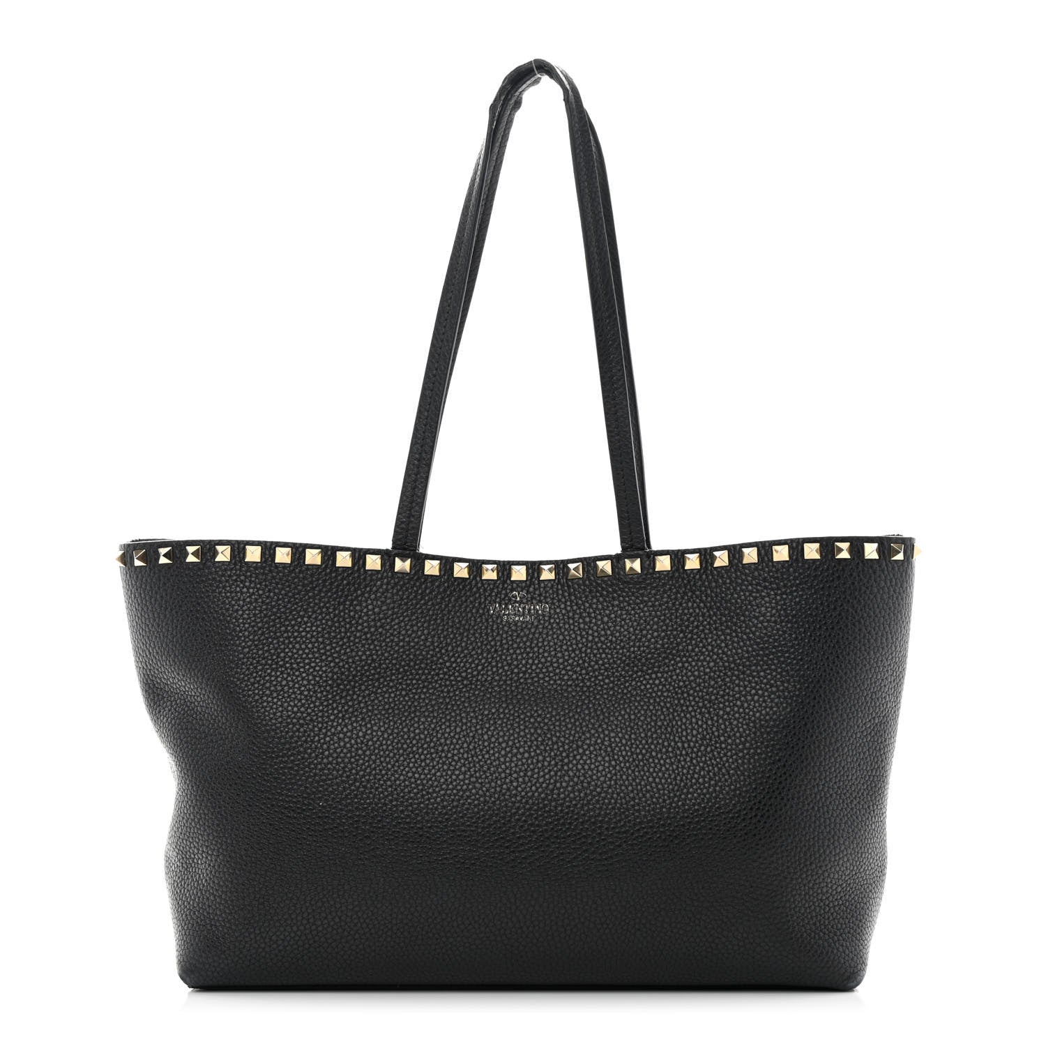 Valentino Garavani Grained Calfskin Small Rockstud Shoulder Tote Black 1 of 20