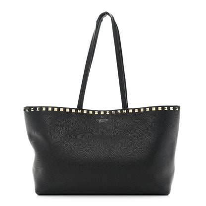 Valentino Garavani Grained Calfskin Small Rockstud Shoulder Tote Black 1 of 20