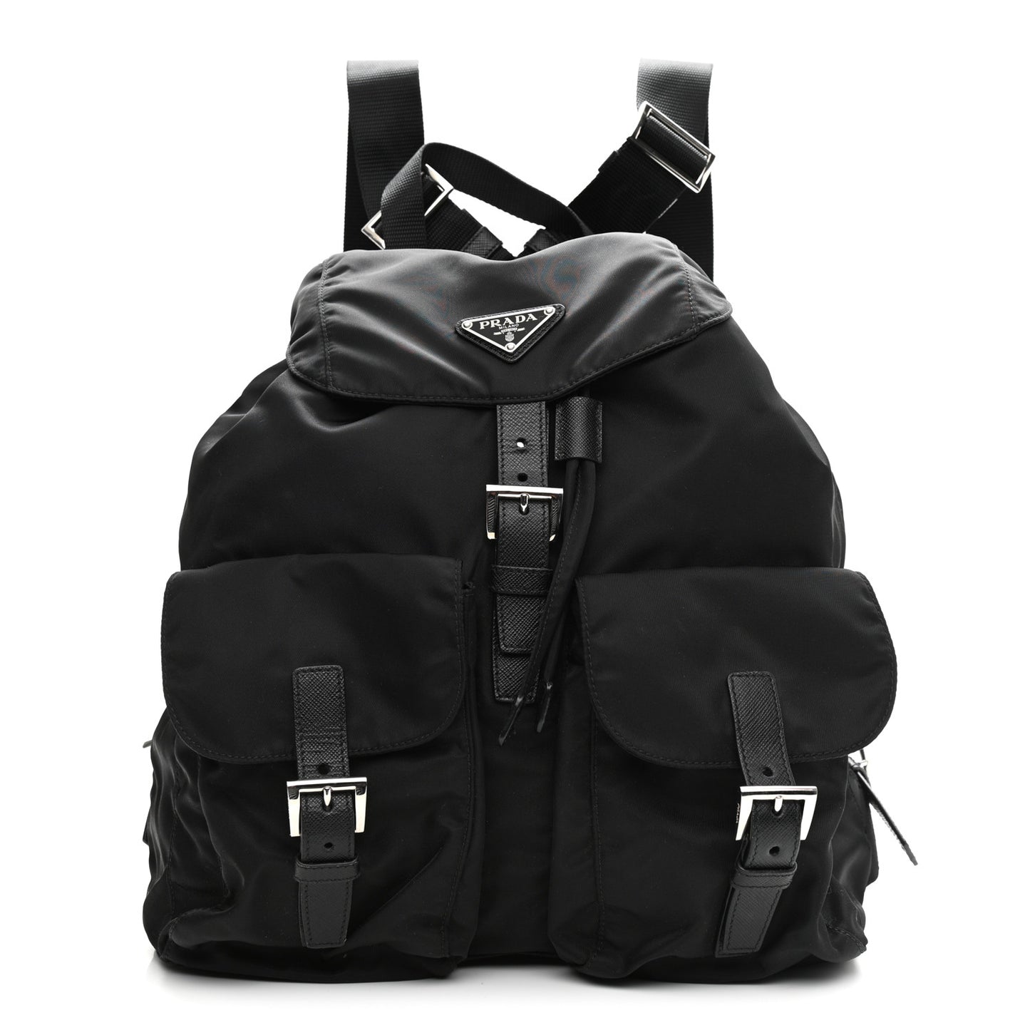 Tessuto Nylon Saffiano Medium Backpack Black