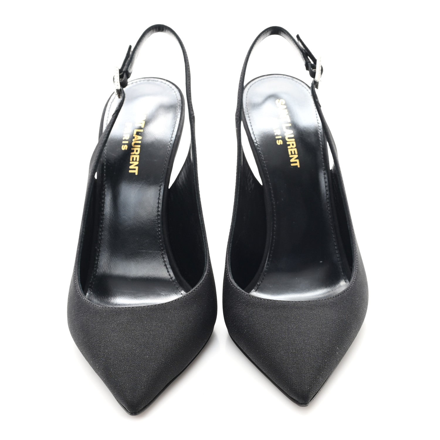Saint Laurent Crepe Satin Crystal Opyum 110 Slingback Pump 39.5 Black 3 of 9