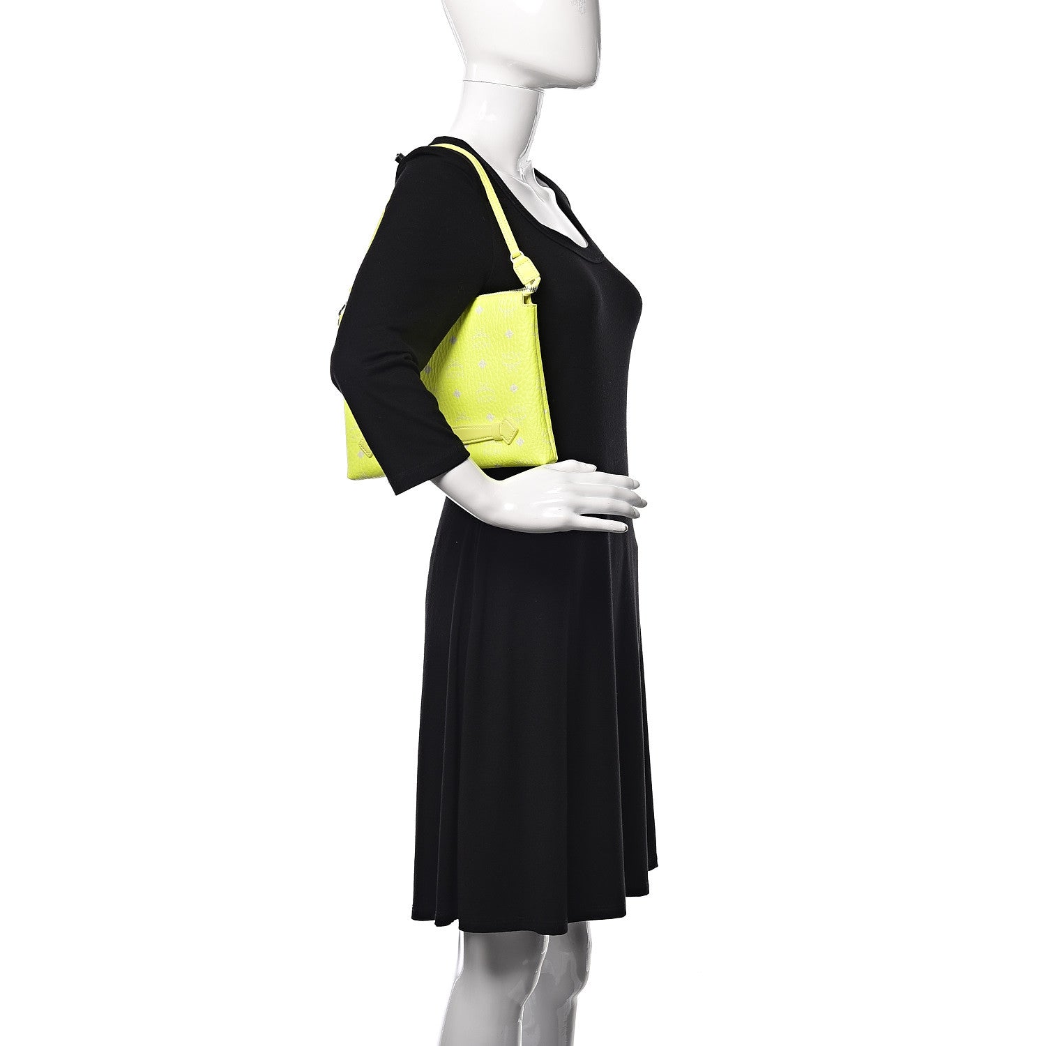 MCM Visetos Zip Pouch Neon Yellow 2 of 9