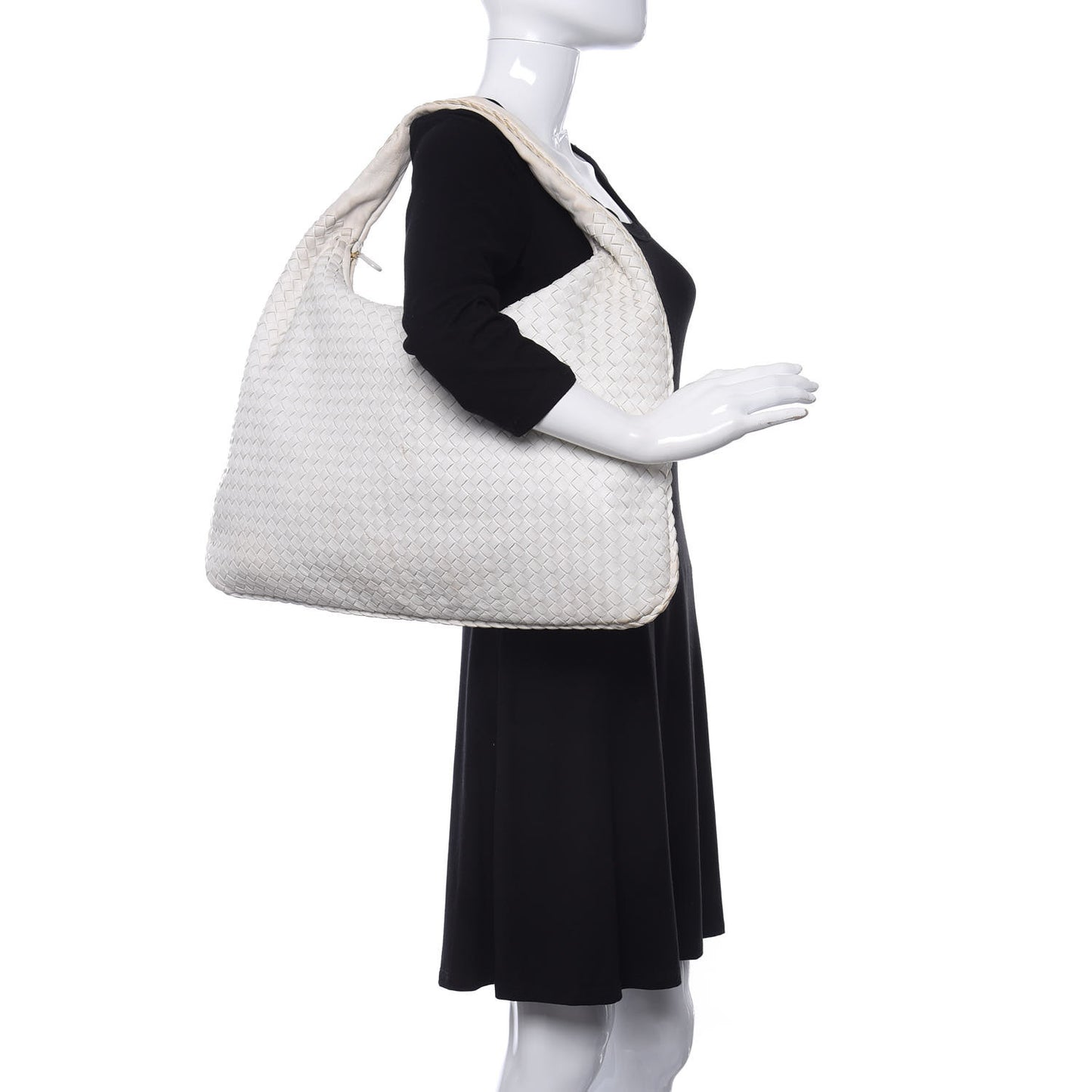 Nappa Intrecciato Maxi Veneta Hobo White