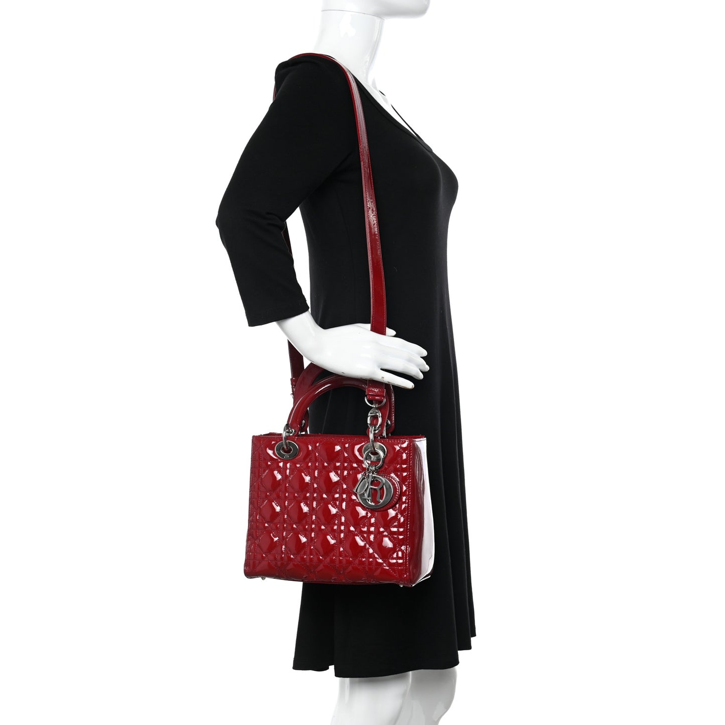 Patent Cannage Medium Lady Dior Red