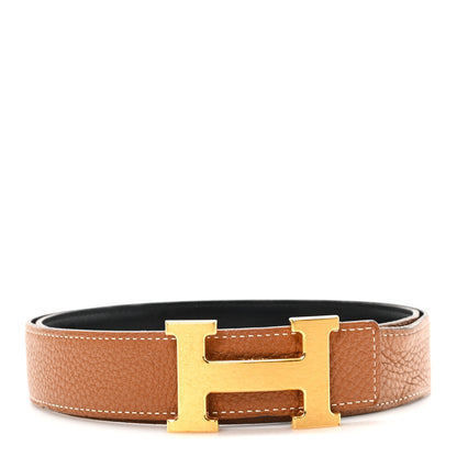 Hermes Box Togo 32mm H Belt 90 36 Black Gold 1 of 6