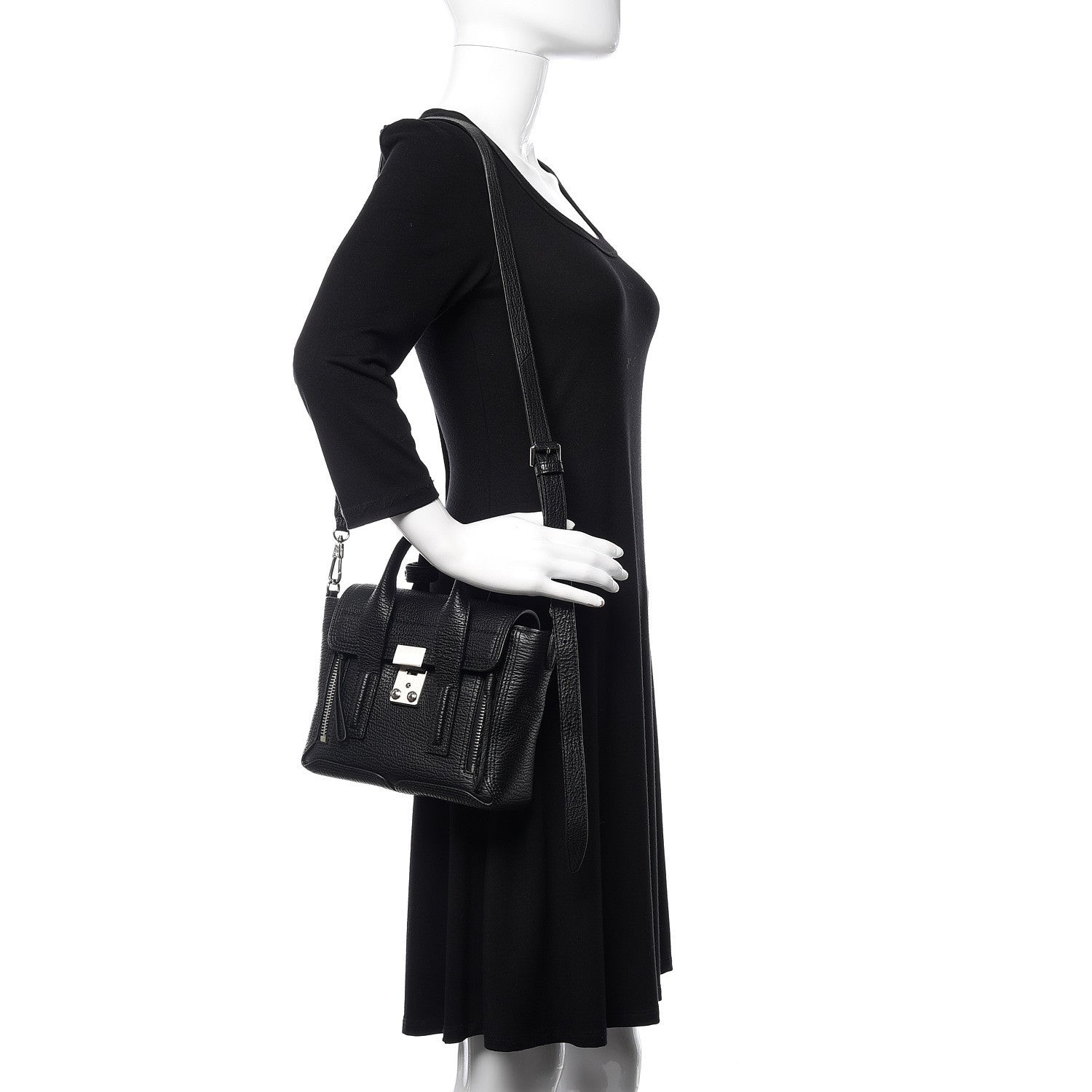 3.1 Phillip Lim 3.1 Textured Calfskin Mini Pashli Satchel Black 2 of 9