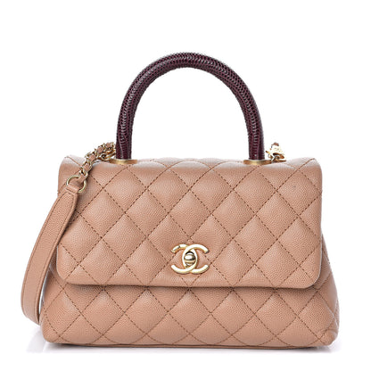 Chanel Caviar Lizard Quilted Mini Coco Handle Flap Beige 1 of 14