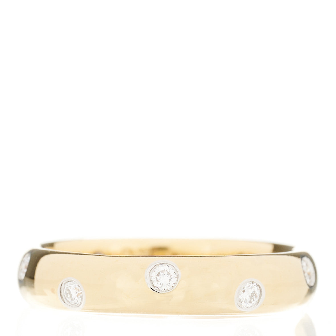 Tiffany 18K Yellow Gold Platinum Diamond 4mm Etoile Band Ring 54 6.75 1 of 3