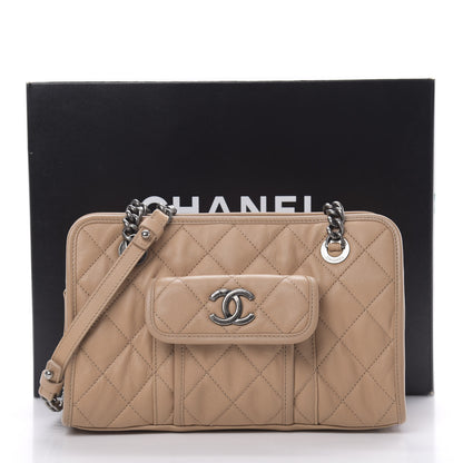 Chanel Calfskin Quilted Small Casual Riviera Zip Shoulder Bag Beige 14 of 14