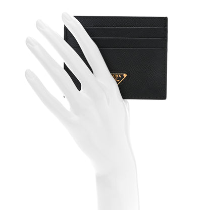 Prada Saffiano Triangle Card Case Black 2 of 7