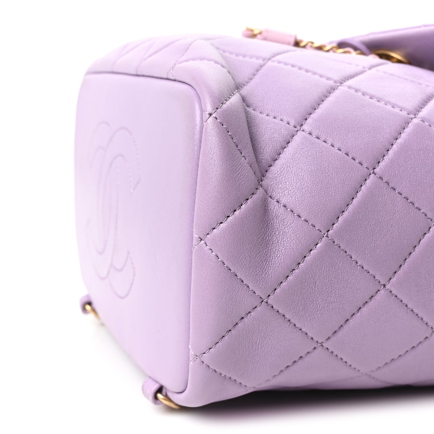 Lambskin Quilted Braided CC Backpack Lilac