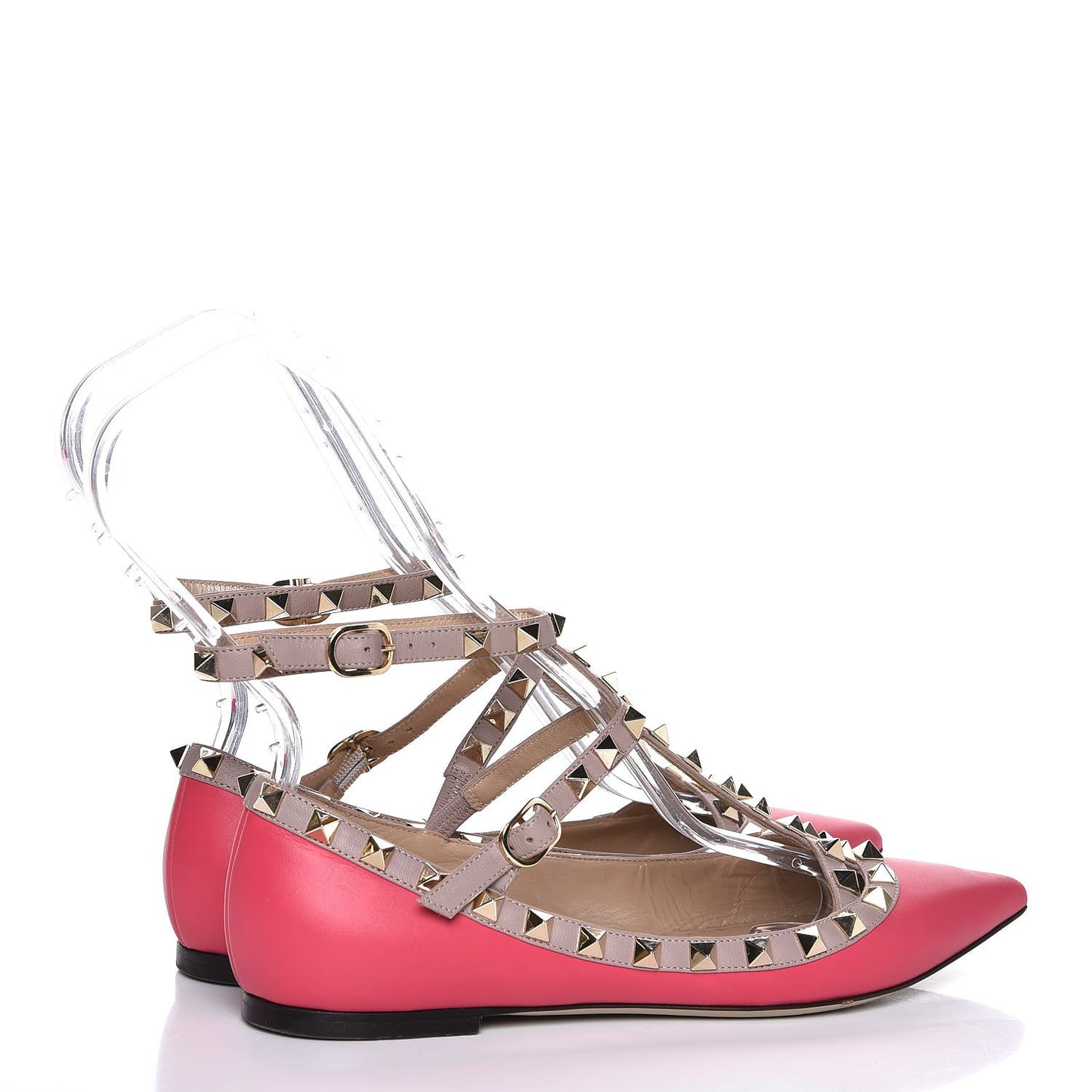 Nappa Rockstud Cage Ballerina Flats 36 Fuchsia Poudre