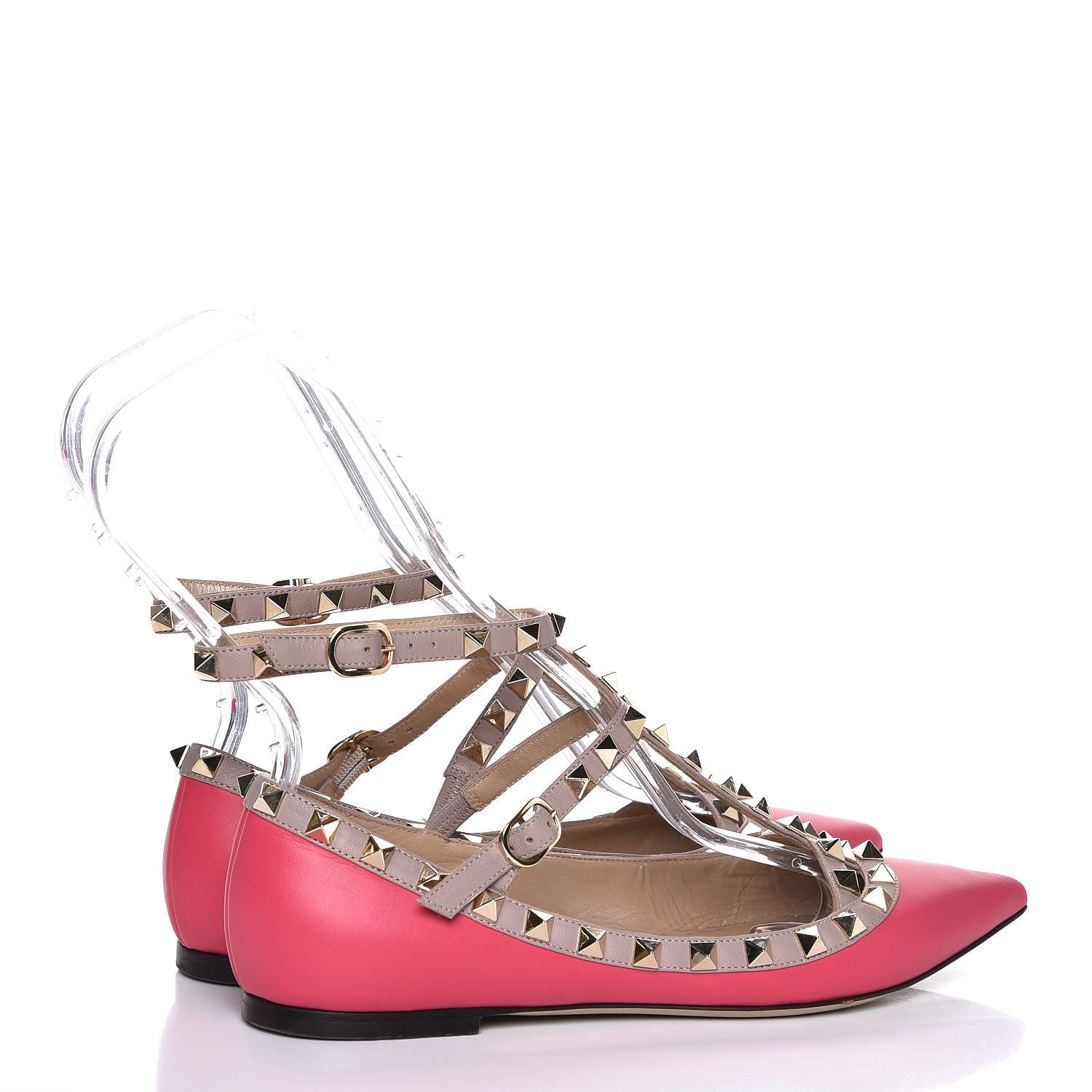 Valentino Garavani Nappa Rockstud Cage Ballerina Flats 36 Fuchsia Poudre 4 of 15