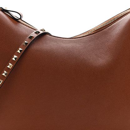 Valentino Garavani Grained Calfskin Rockstud Hobo Bag Tan 13 of 17