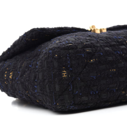 Chanel Tweed Quilted Large Chanel 19 Flap Black Navy Gold 6 of 10