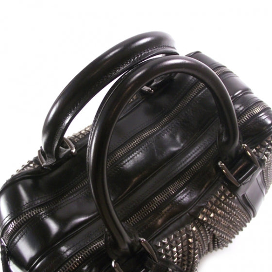 Burberry Prorsum Leather Studded Knight Satchel Black 5 of 9