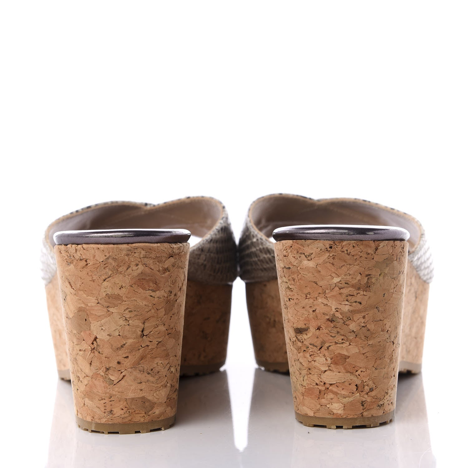 Jimmy Choo Snakeskin Prima Cork Wedge Sandals 38 Natural 7 of 9