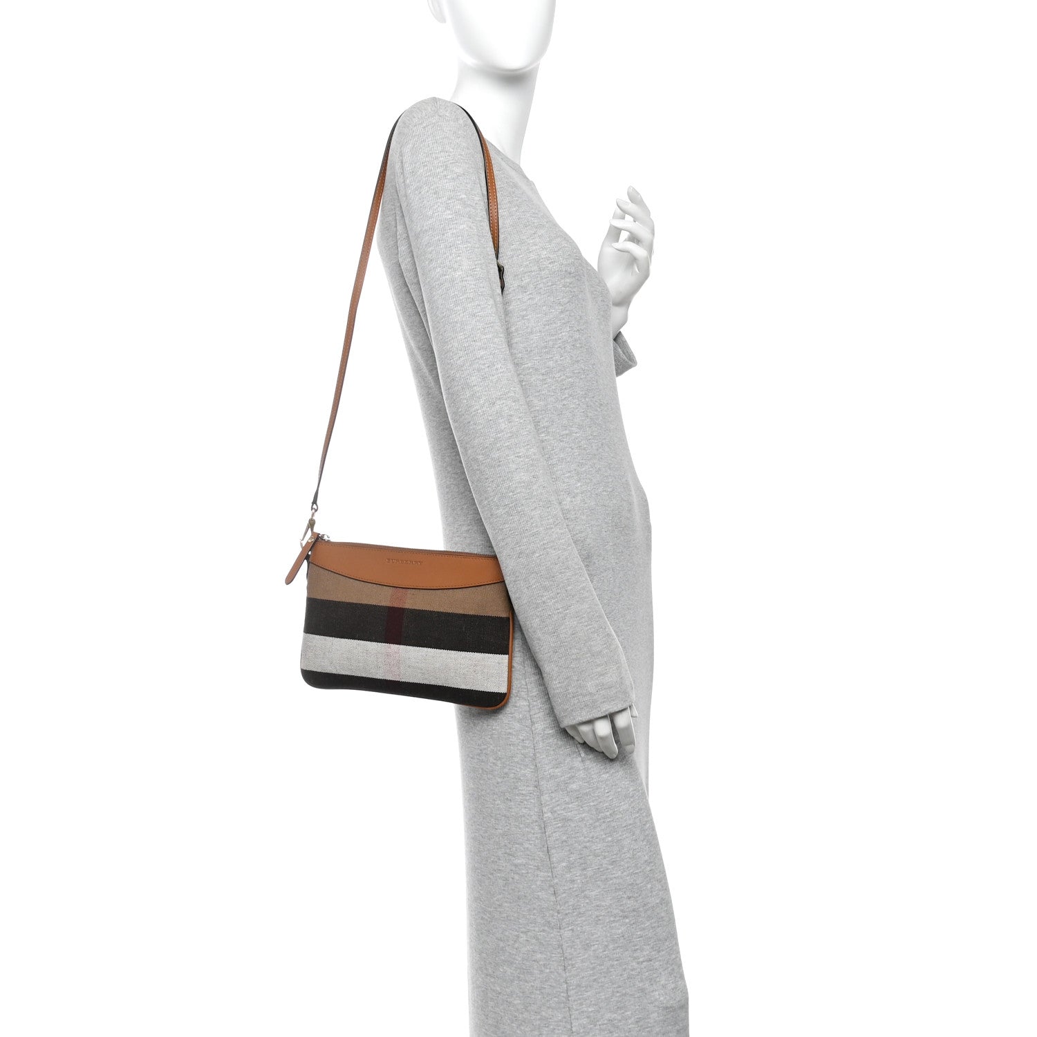 Burberry House Check Derby Peyton Crossbody Clutch Bag Tan 2 of 11