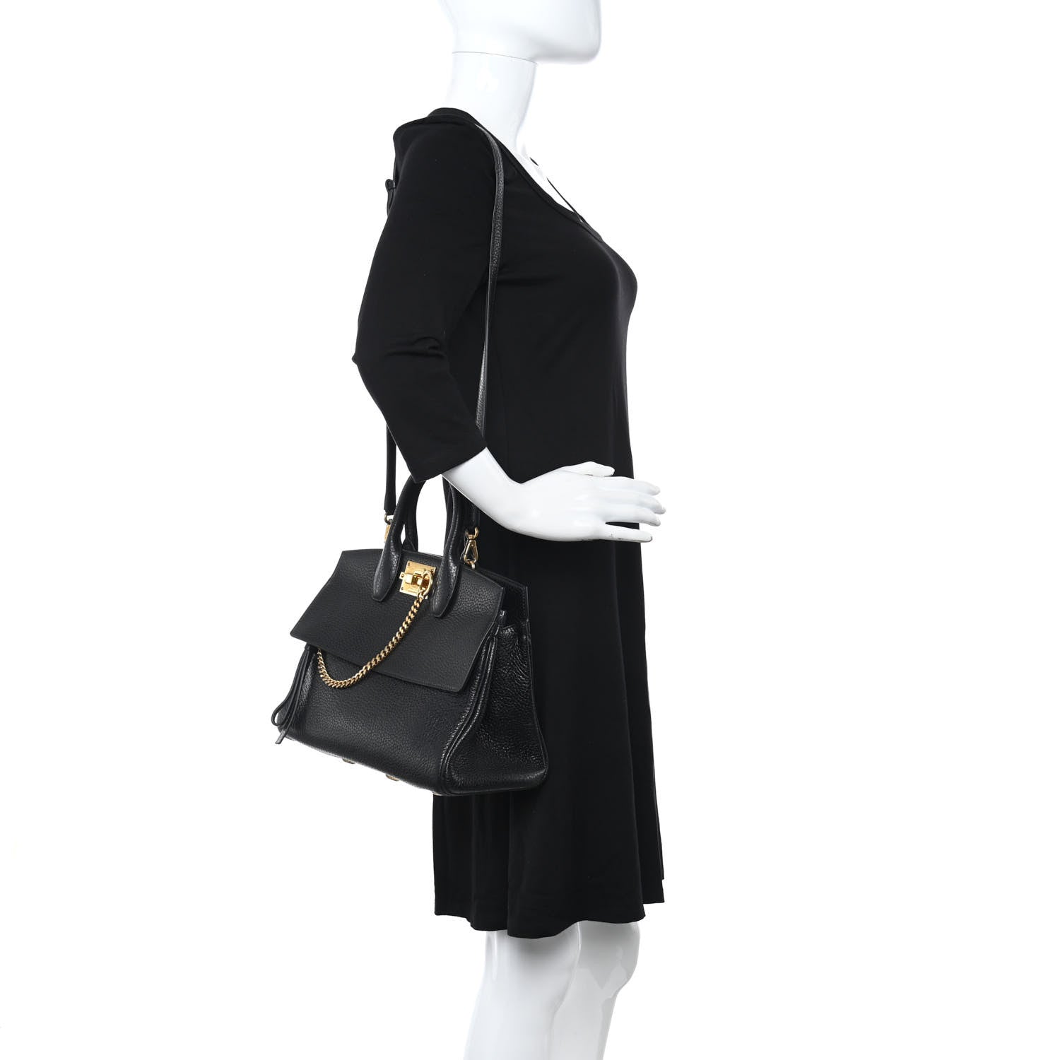 Salvatore Ferragamo Hammered Calfskin Studio Rock Bag Black 2 of 10