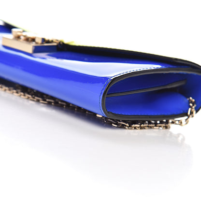 MCM Patent Two Tone Patricia Wallet On Chain Blue Neon Yellow 10 of 12