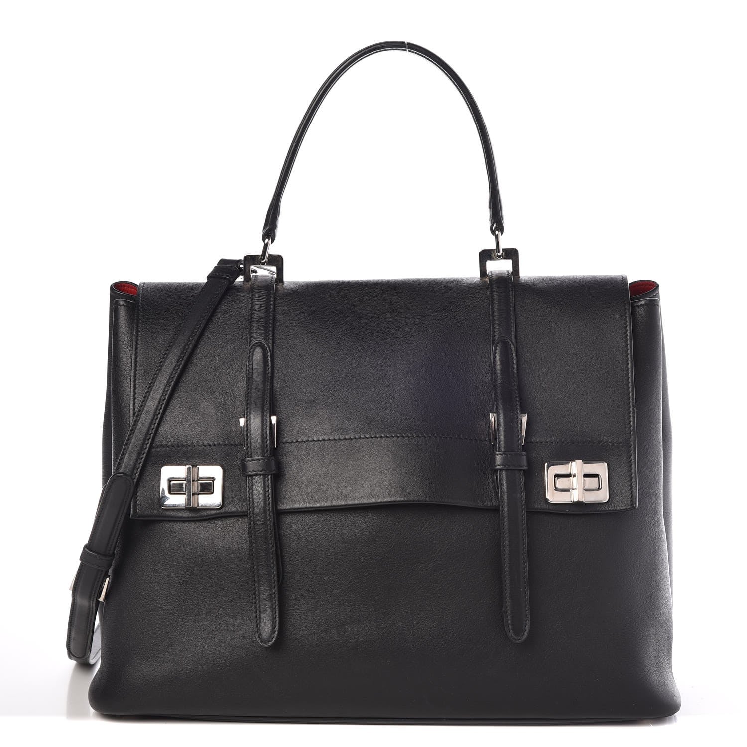 Prada Lux Calfskin Large Convertible Top Handle Tote Black 1 of 17