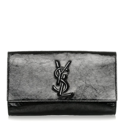 Saint Laurent Textured Patent Monogram Large Belle De Jour Clutch Black 1 of 6