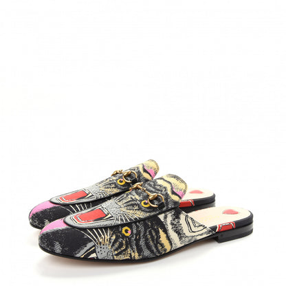 Gucci Satin Angry Cat Printed Womens Princetown Slippers 41 Black 3 of 11