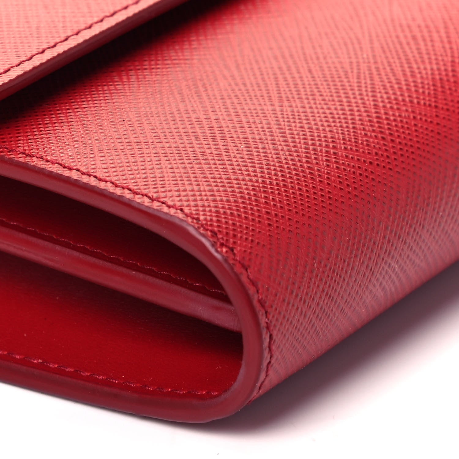 Prada Saffiano Wallet With Shoulder Strap Fuoco 7 of 7