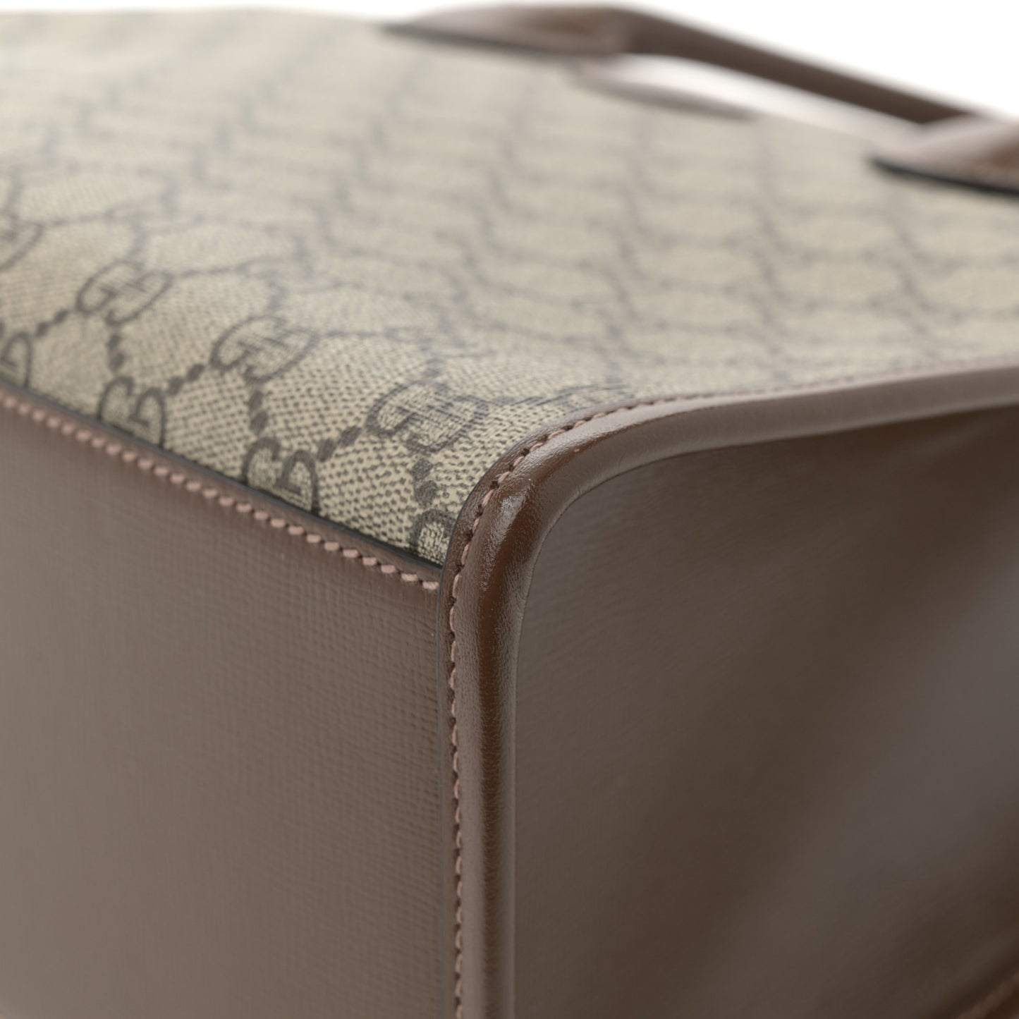 GG Supreme Monogram Azalea Calfskin Small Retro Interlocking G Tote Bag Beige Ebony Brown Sugar